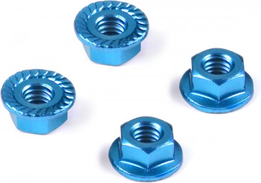 Alu Nut M4 with Serrated Flange - Blue (4)