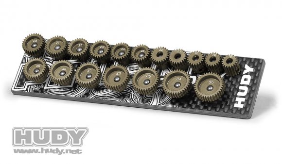 Set of 18 Alu Pinions 64P with Caddy 18-35T