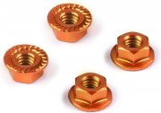 Alu Nut M4 with Serrated Flange - Orange (4)