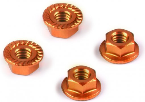 Alu Nut M4 with Serrated Flange - Orange (4)