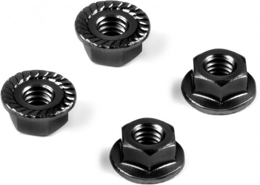 Alu Nut M4 with Serrated Flange - Black (4)