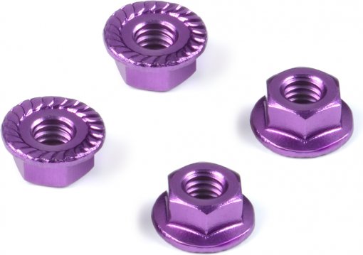 Alu Nut M4 with Serrated Flange - Violet (4)